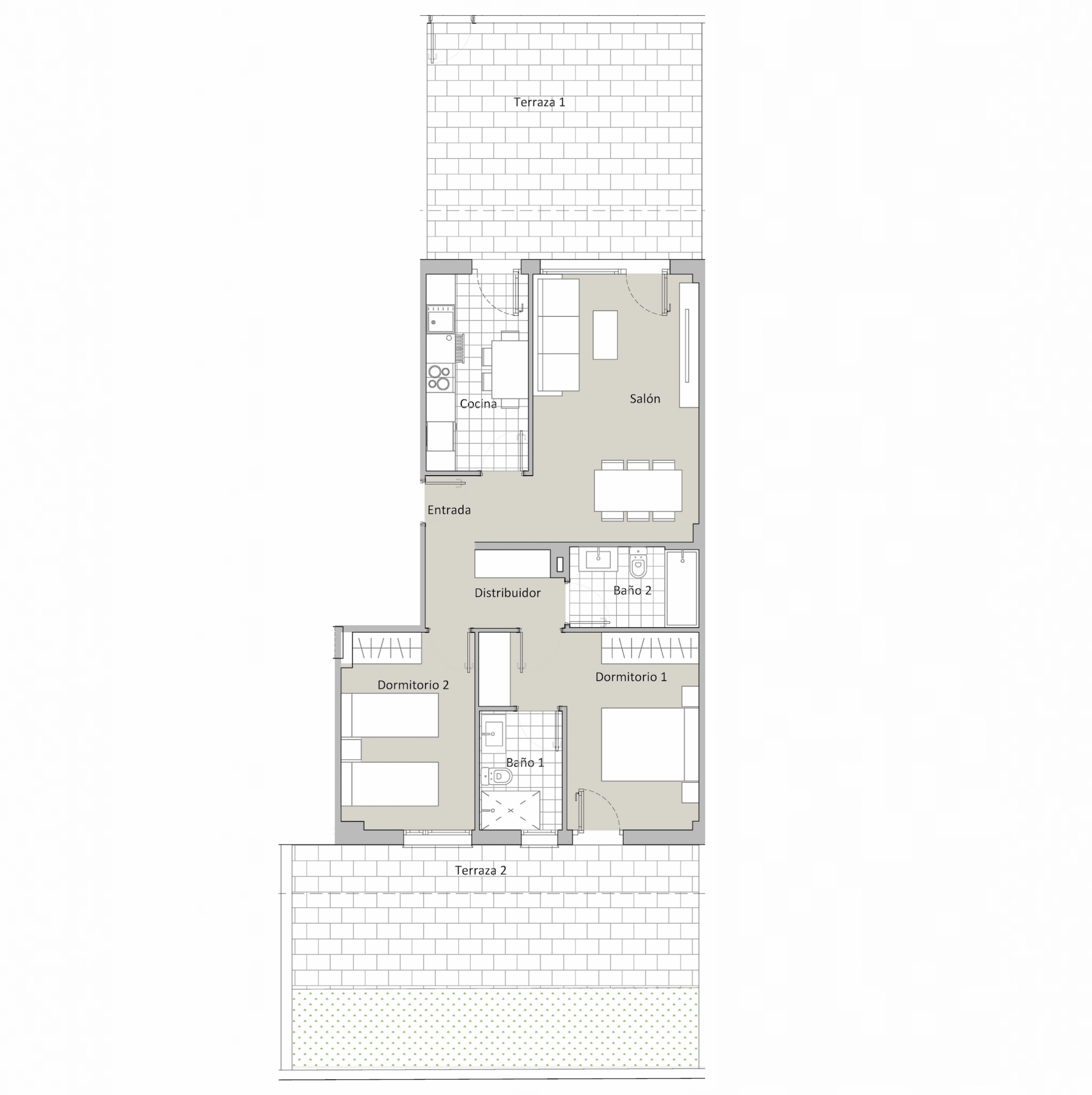 residencial erreuno - Planta Baja de 3 dormitorios con amplias terrazas